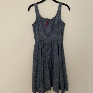 Chambray Cotton Fit and Flare Mini Dress